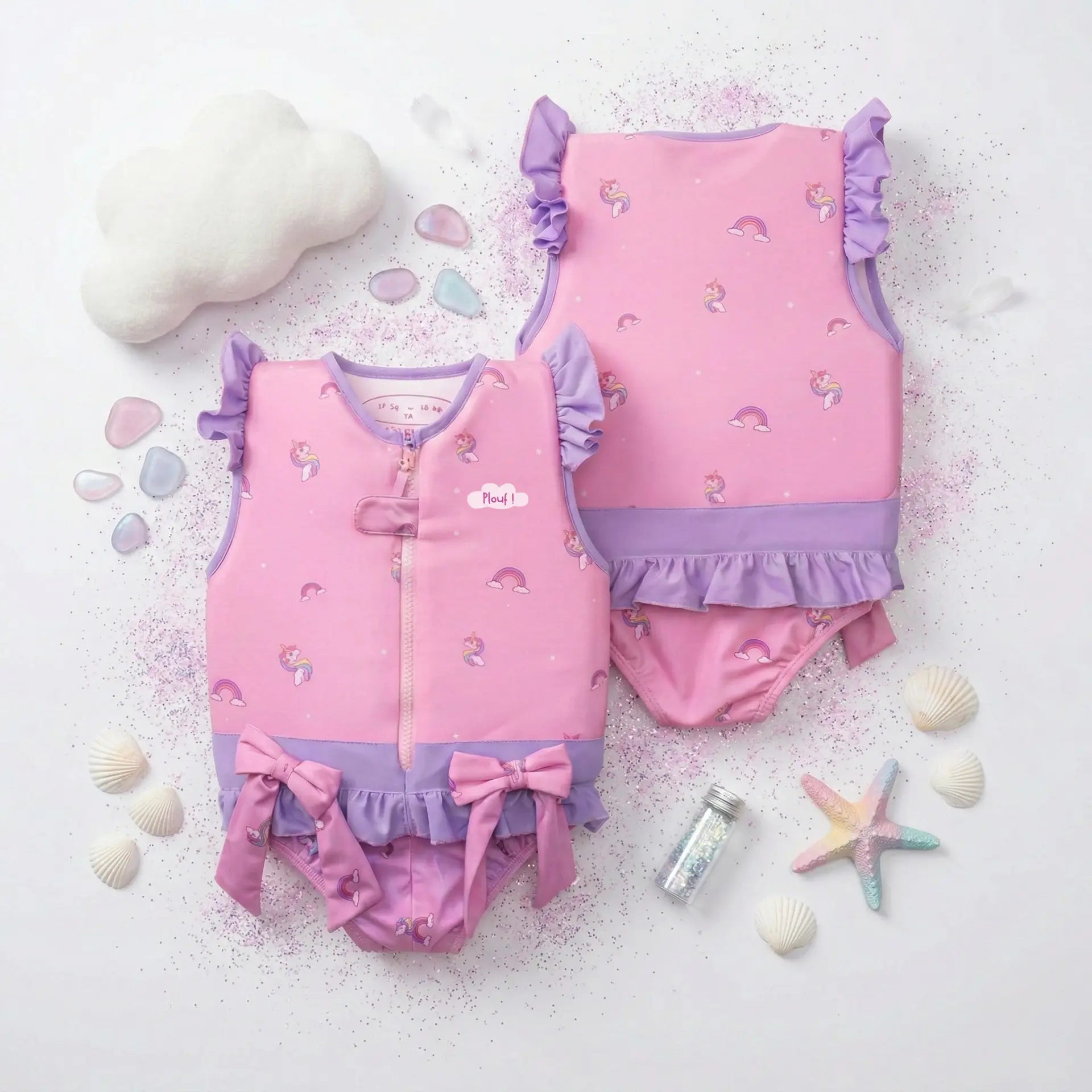 Maillot de bain bébé imprimé fleur indienne rose