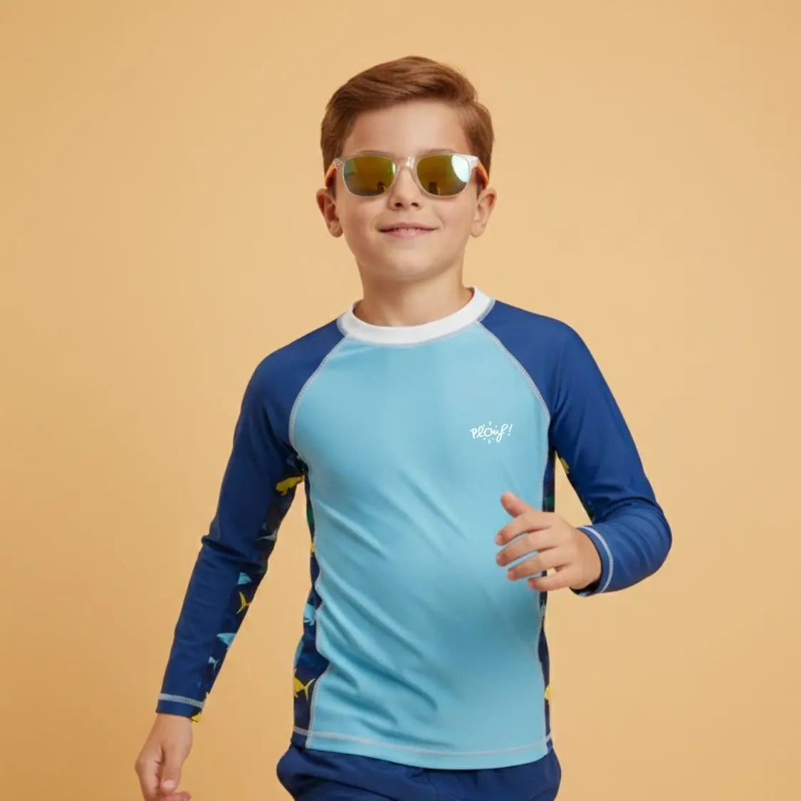 Camiseta anti-UV de manga larga niño: Tiburón Plouf