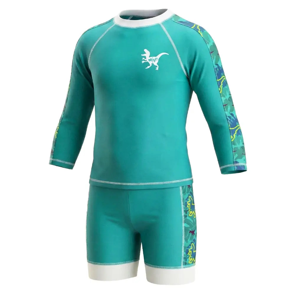 Ensemble Maillot De Bain Anti-UV Bébé Garçon - Combinaison Intégrale + Chapeau à Visière Et Rabat Nuque - 5