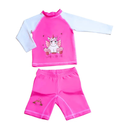 Plouf Ensemble T-shirt Anti-Uv et Short Anti-UV fille : Licorne