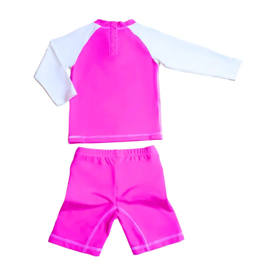 Plouf Ensemble T-shirt Anti-Uv et Short Anti-UV fille : Licorne Violet