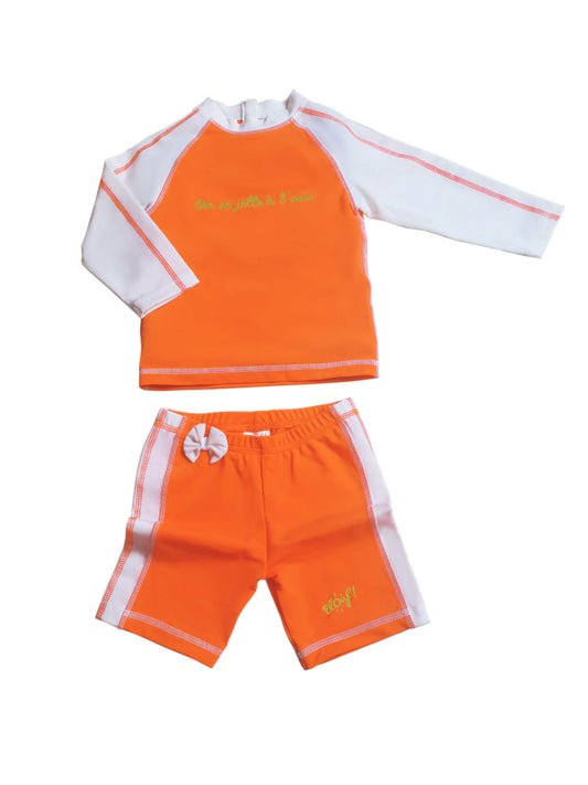 Ensemble enfant Anti-UV fille : Sunny Orange Fluo Plouf