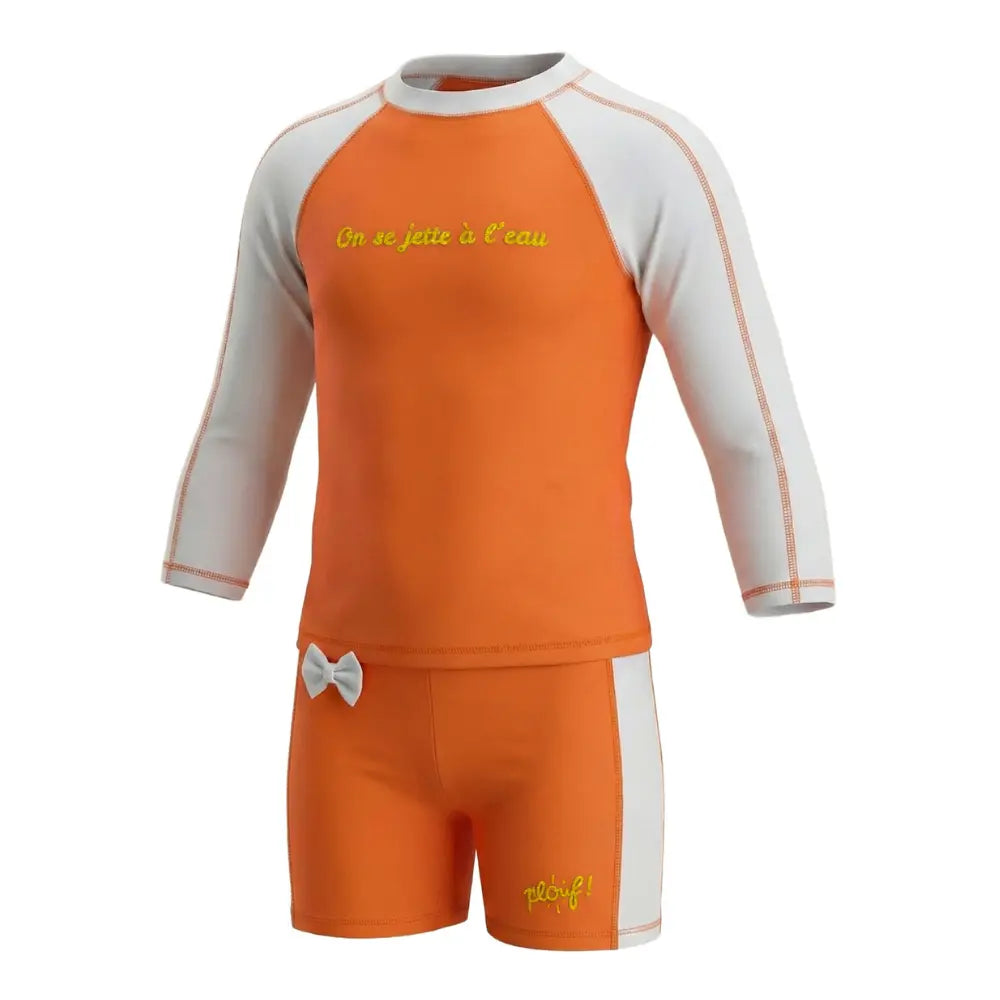 Ensemble enfant Anti-UV fille : Sunny Orange Fluo Plouf