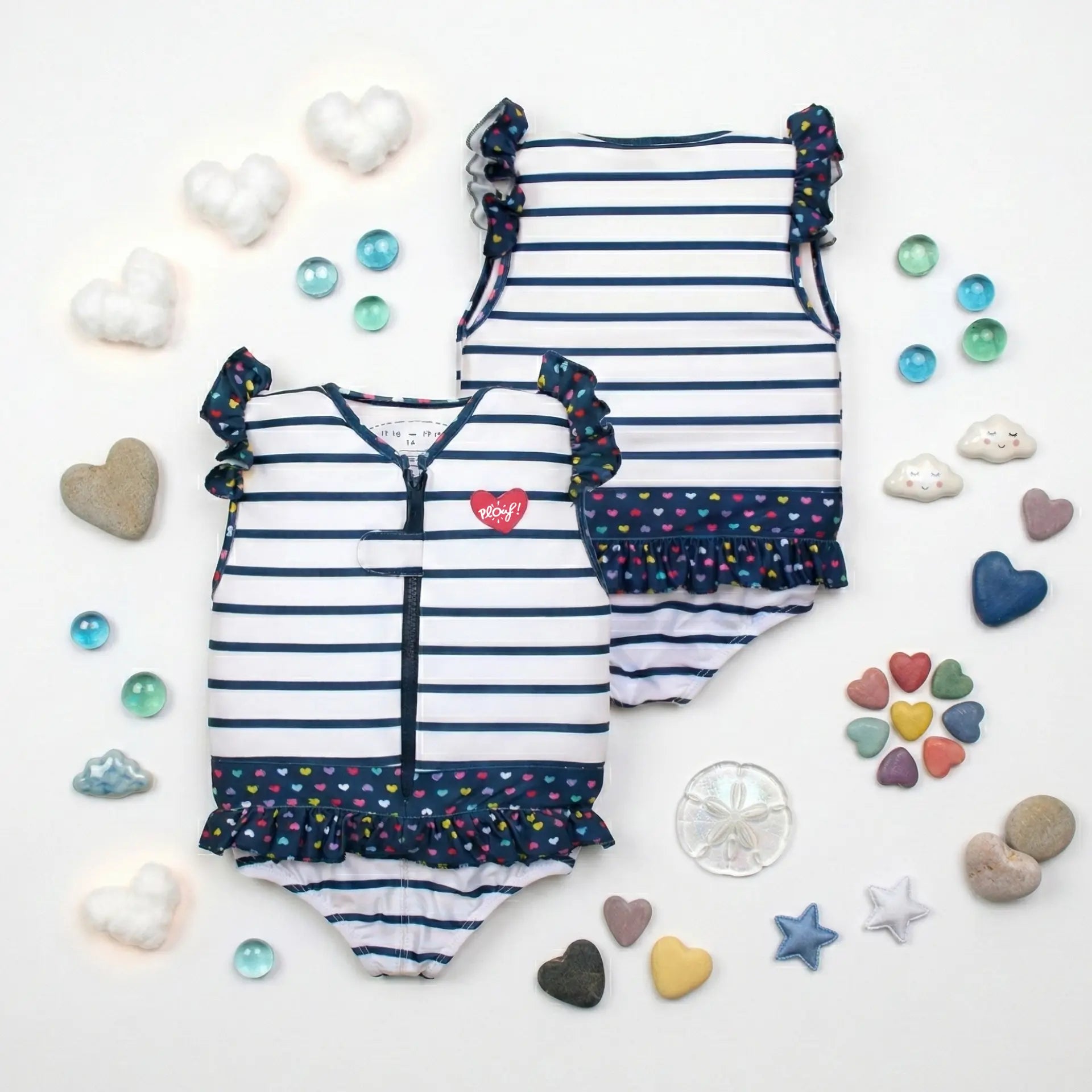 Maillot de bain flottant fille : Coeur Plouf