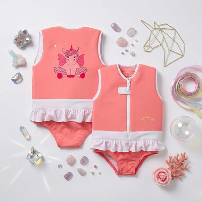 Maillot de bain flottant fille : Licorne Plouf