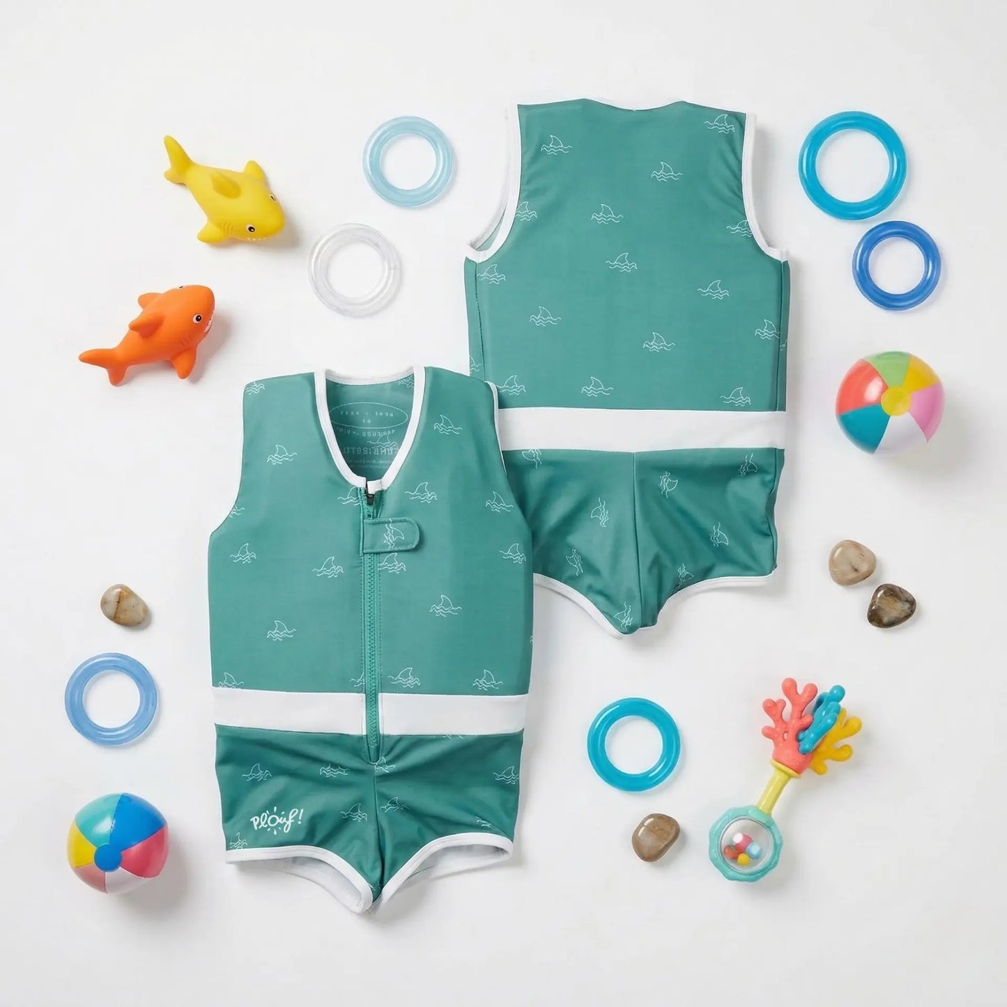 Maillot de bain flottant garçon : BB Shark Plouf