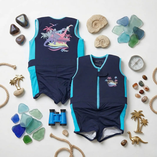 Maillot de bain flottant garçon : Dino Island Plouf