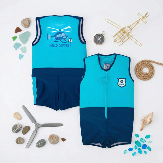 Maillot de bain flottant garçon : Hélico Plouf