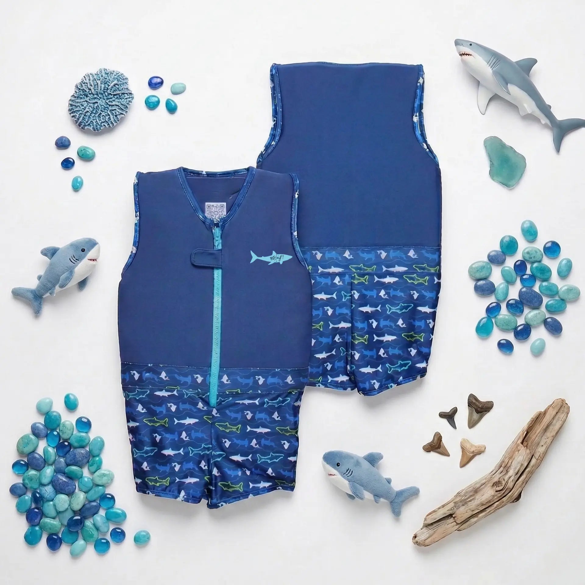 Maillot de bain flottant garçon : Megalodon Plouf