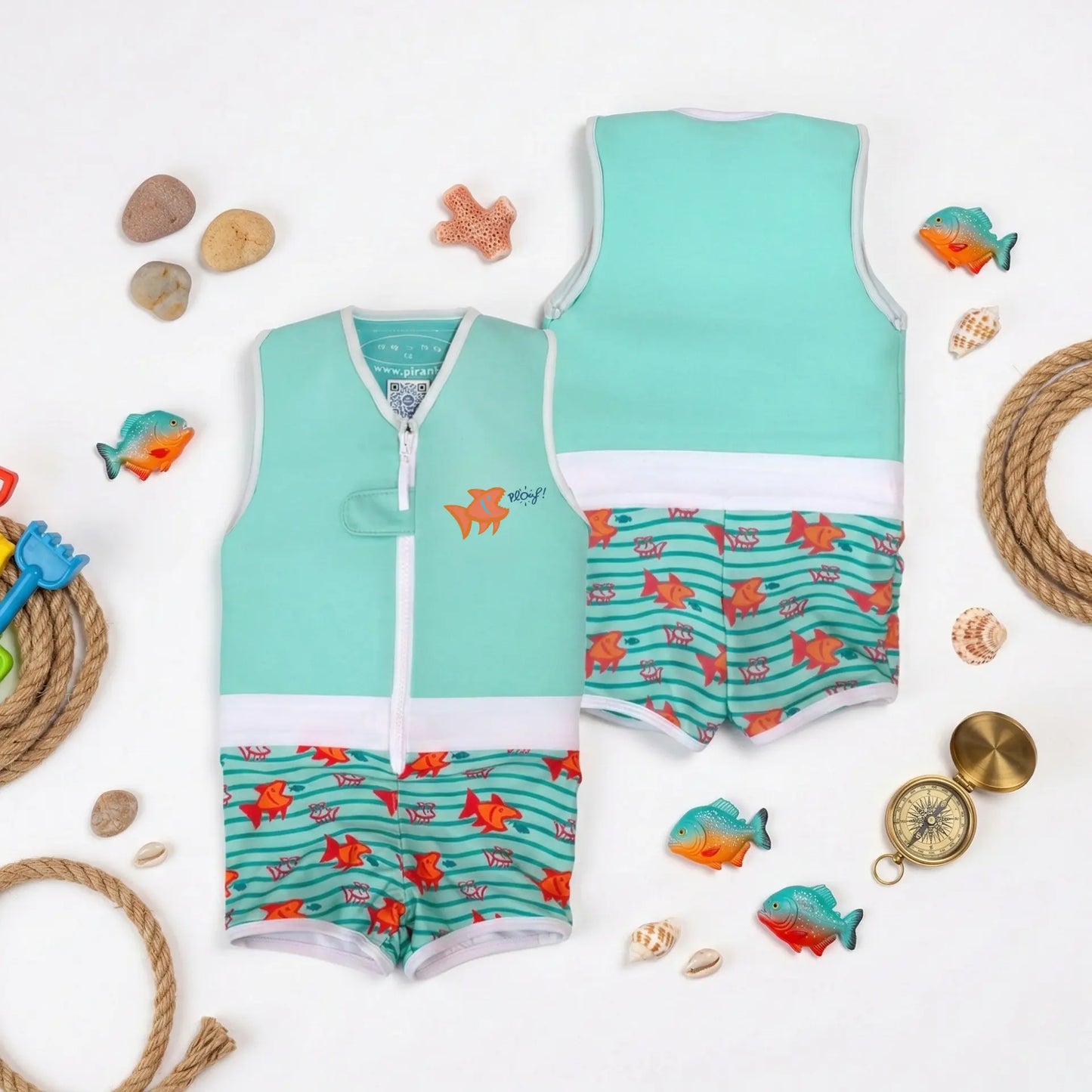 Maillot de bain flottant garçon : Piranha Plouf