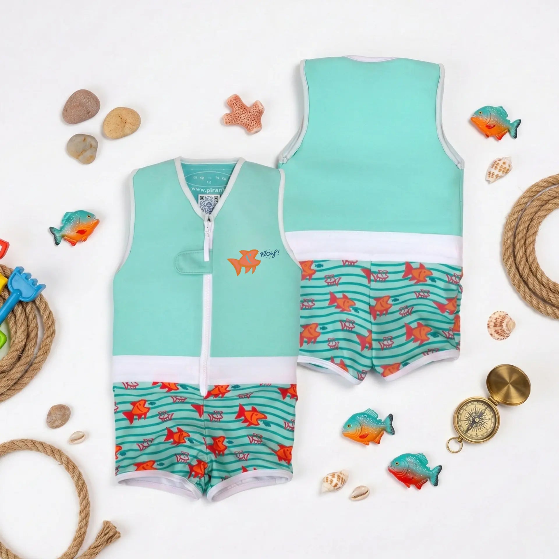 Maillot de bain flottant garçon : Piranha Plouf