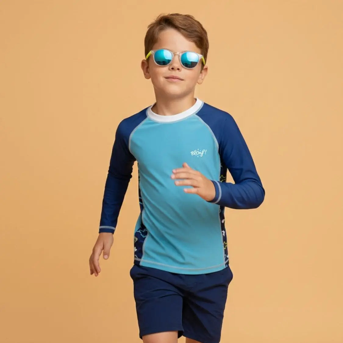 Camiseta anti-UV de manga larga niño: Tiburón Plouf