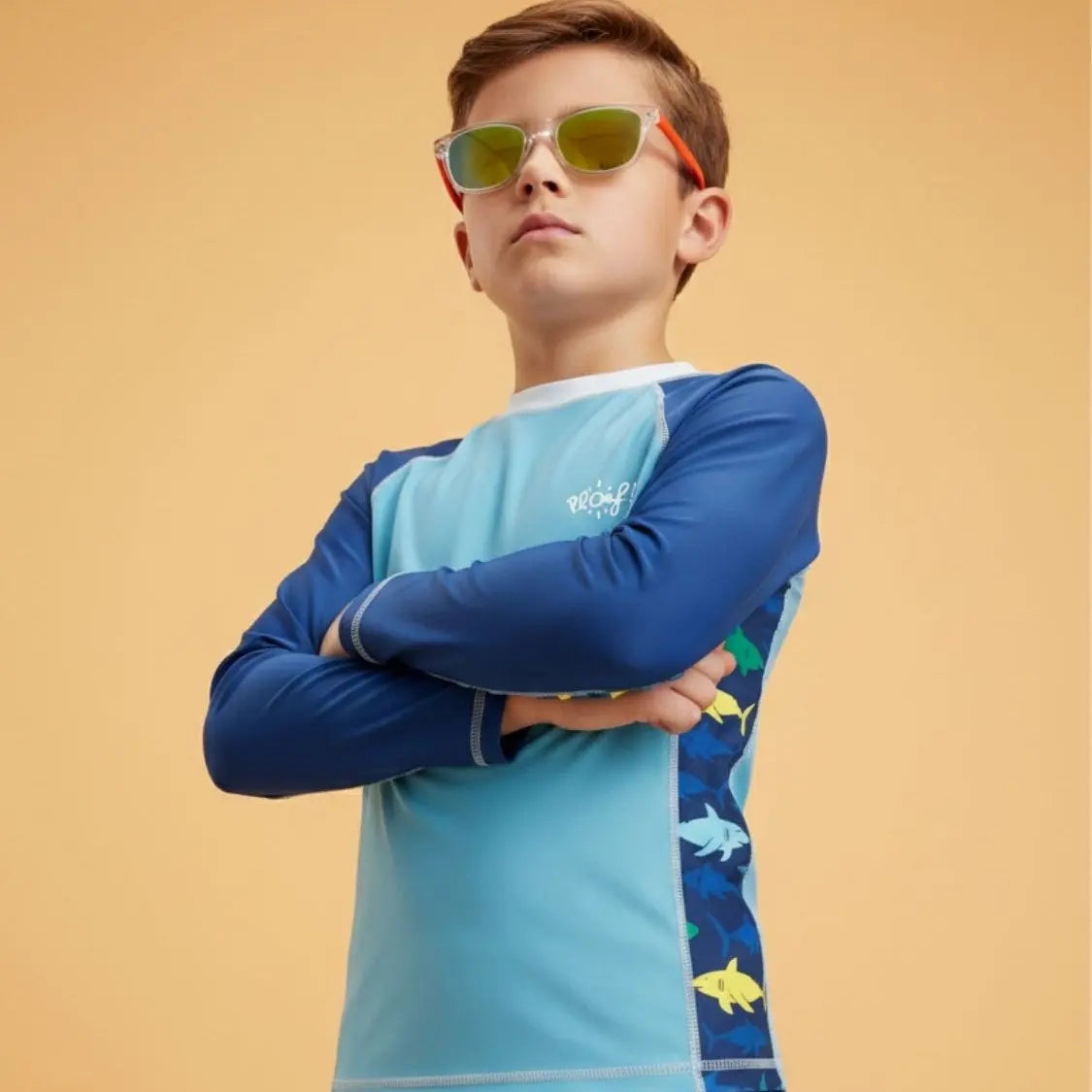 Camiseta anti-UV de manga larga niño: Tiburón Plouf