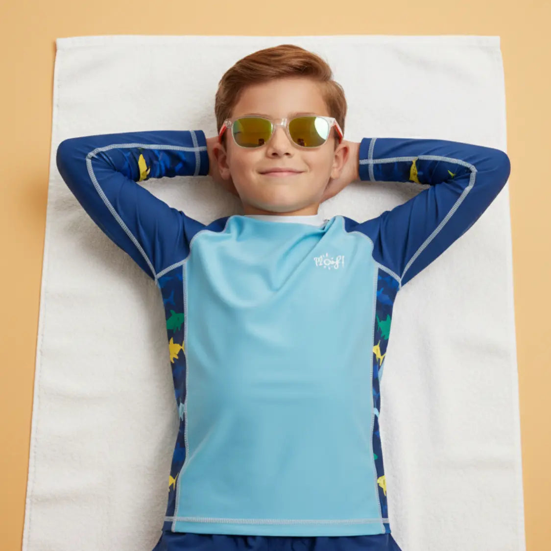 Camiseta anti-UV de manga larga niño: Tiburón Plouf