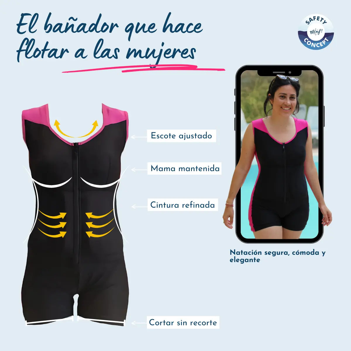 Traje de baño flotante estético y moldeador para mujeres - Safety Concept by Plouf ES